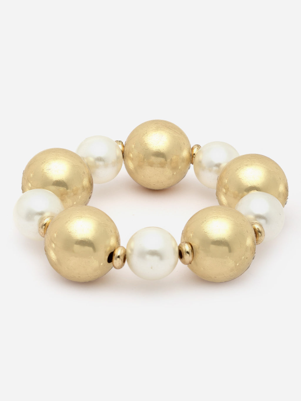 Gold-Plated Beaded Pearl Adjustable Bracelet