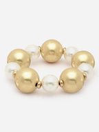 Gold-Plated Beaded Pearl Adjustable Bracelet