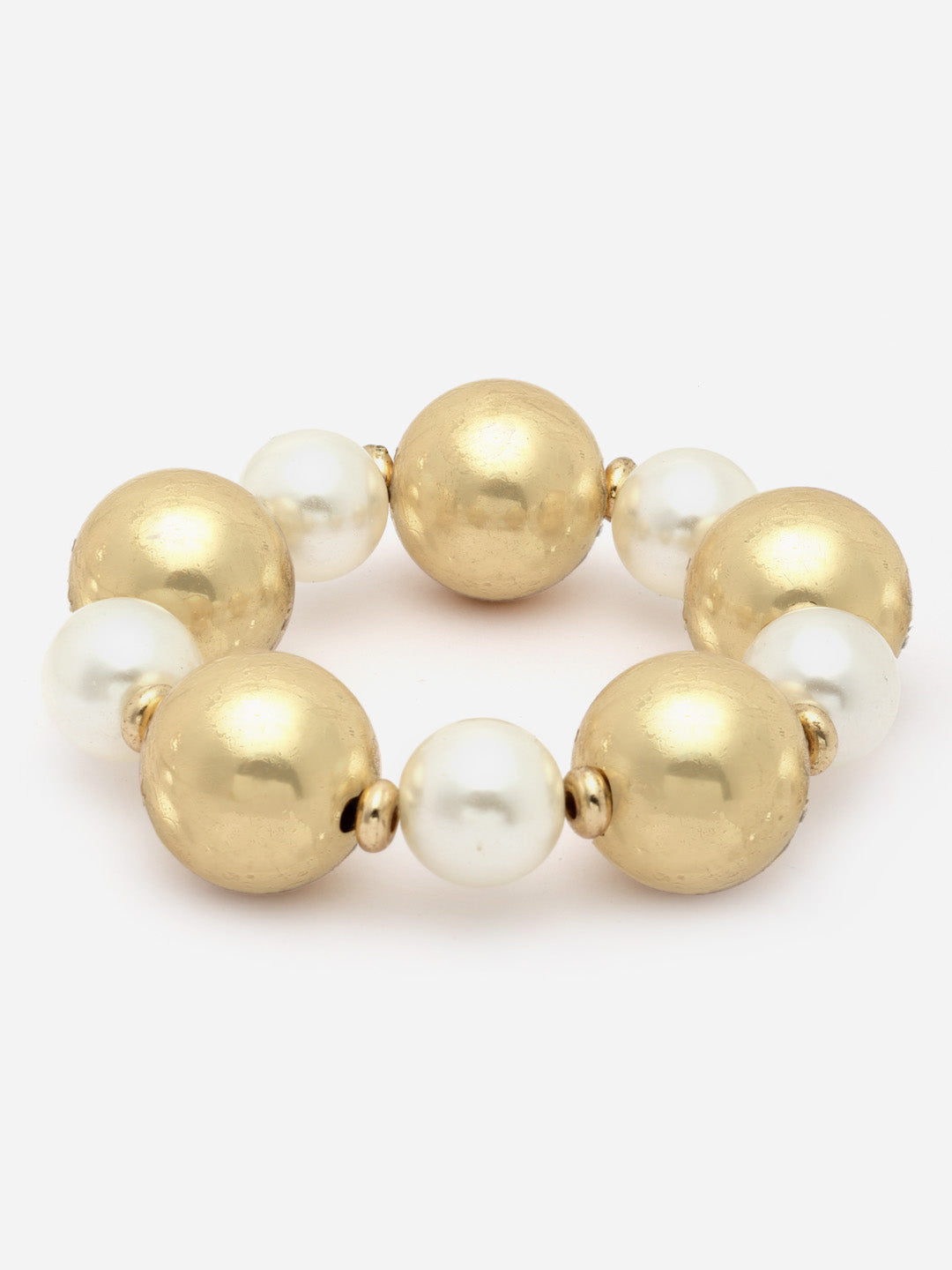 Gold-Plated Beaded Pearl Adjustable Bracelet