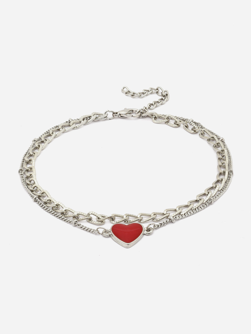 Double-Layered Bracelet with Heart Charm