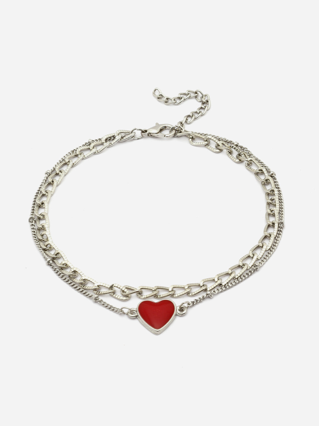 Double-Layered Bracelet with Heart Charm