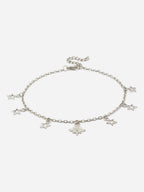 Star Charm Bracelet - Silver Chain with Delicate Dangling Star Pendants