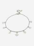 Star Charm Bracelet - Silver Chain with Delicate Dangling Star Pendants