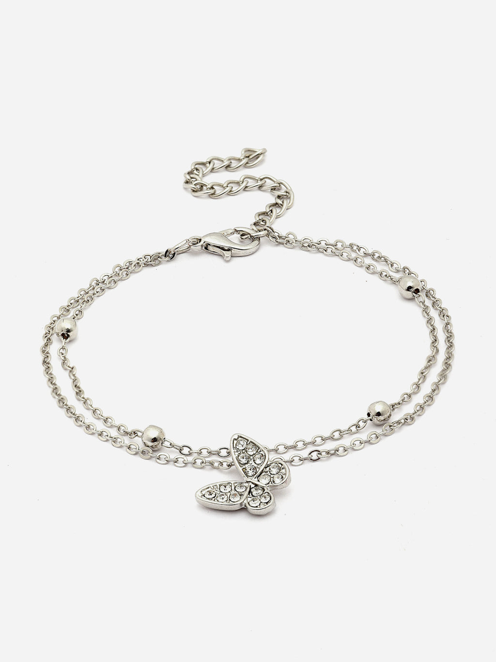 Butterfly Charm Bracelet Elegant Silver Chain with Sparkling Butterfly Pendant