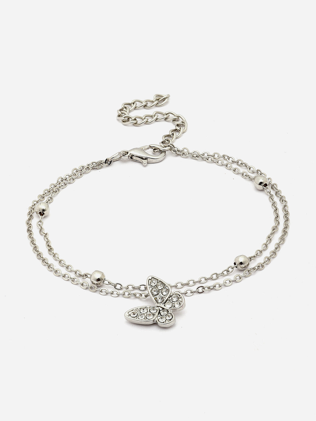 Butterfly Charm Bracelet Elegant Silver Chain with Sparkling Butterfly Pendant