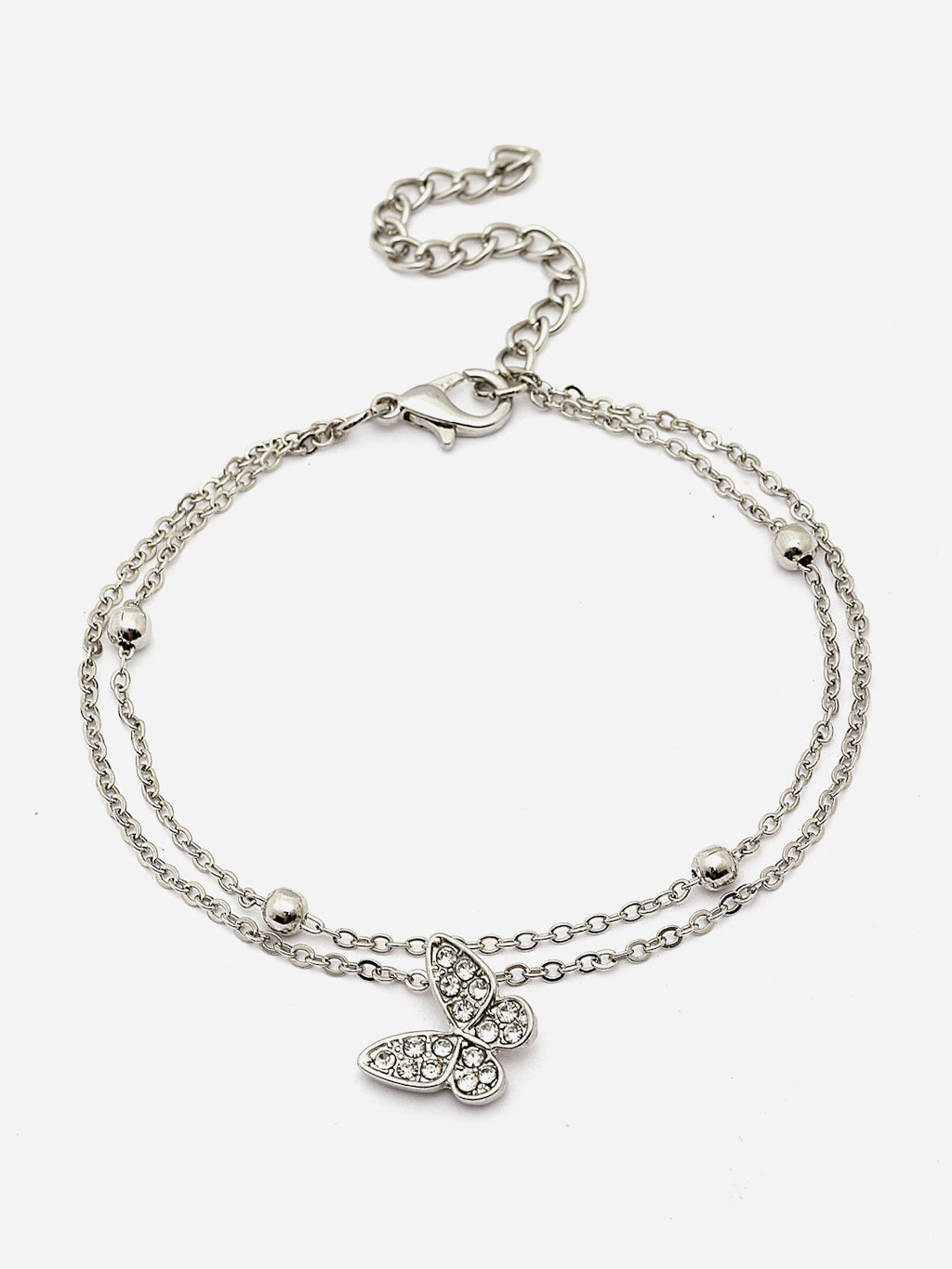 Butterfly Charm Bracelet Elegant Silver Chain with Sparkling Butterfly Pendant