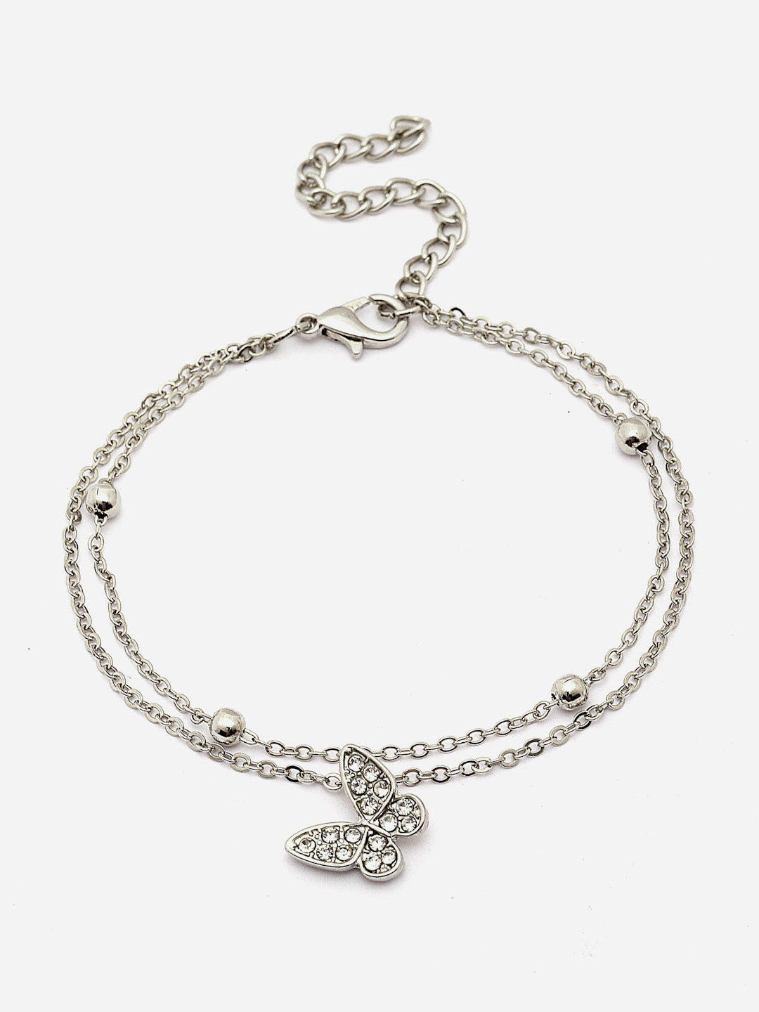 Butterfly Charm Bracelet Elegant Silver Chain with Sparkling Butterfly Pendant