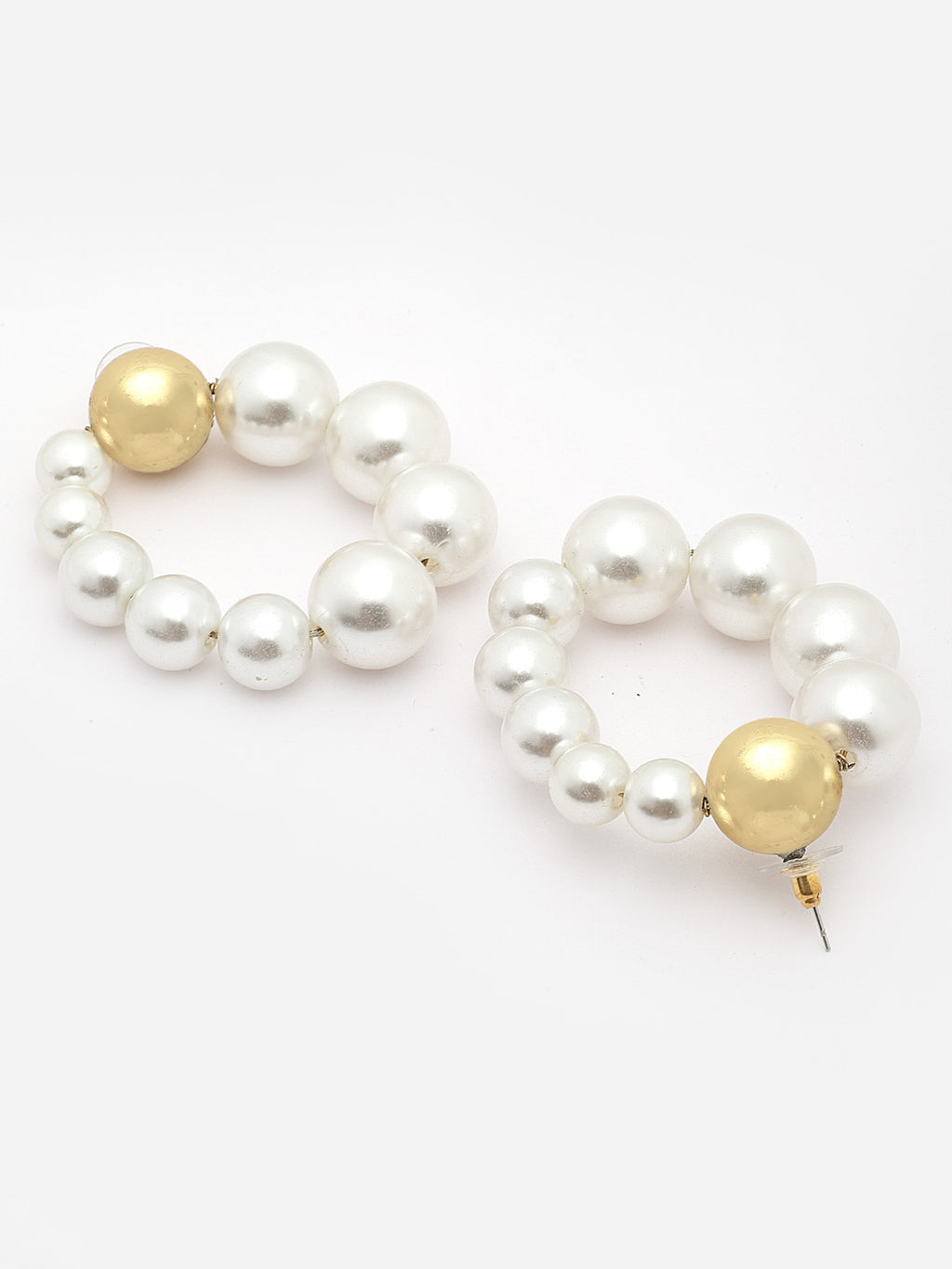 Gold-Toned Hoop Earrings with Pearls for Women, Gold-Plated Statement Earrings,Jewelry