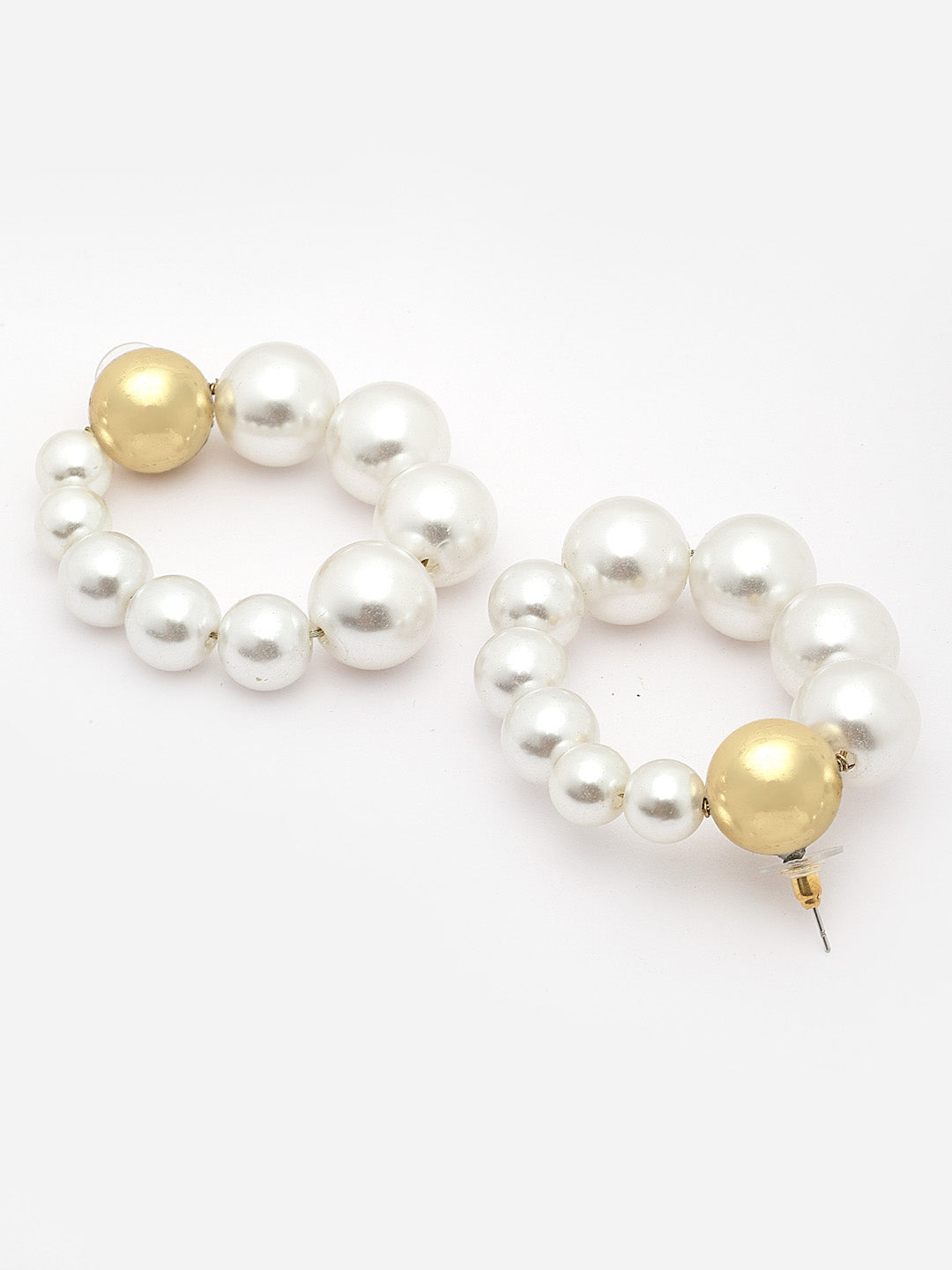 Gold-Toned Hoop Earrings with Pearls for Women, Gold-Plated Statement Earrings,Jewelry