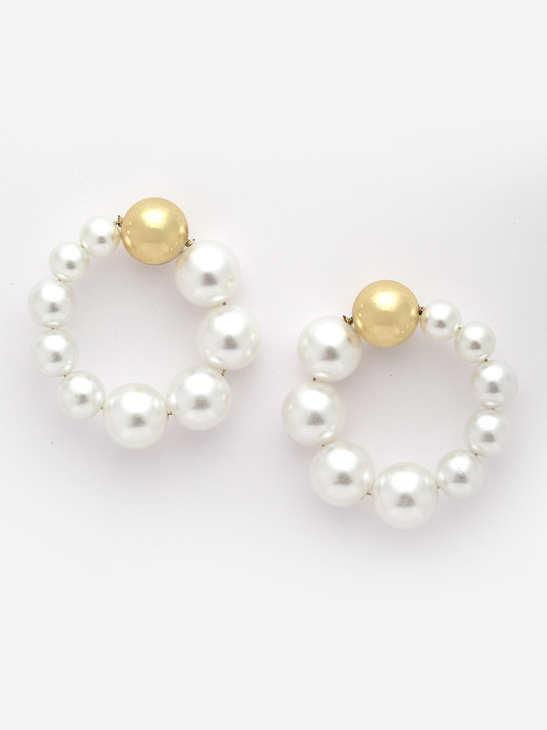 Gold-Toned Hoop Earrings with Pearls for Women, Gold-Plated Statement Earrings,Jewelry