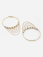 Gold-Toned Hoop Earrings with Pearls and Chain Details for Women – Elegant Statement Earrings for Parties, Weddings, and Special Occasions