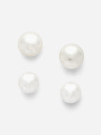 Pearl Stud Gold Plated Earrings Minimalist Earrings for Women Set of 2