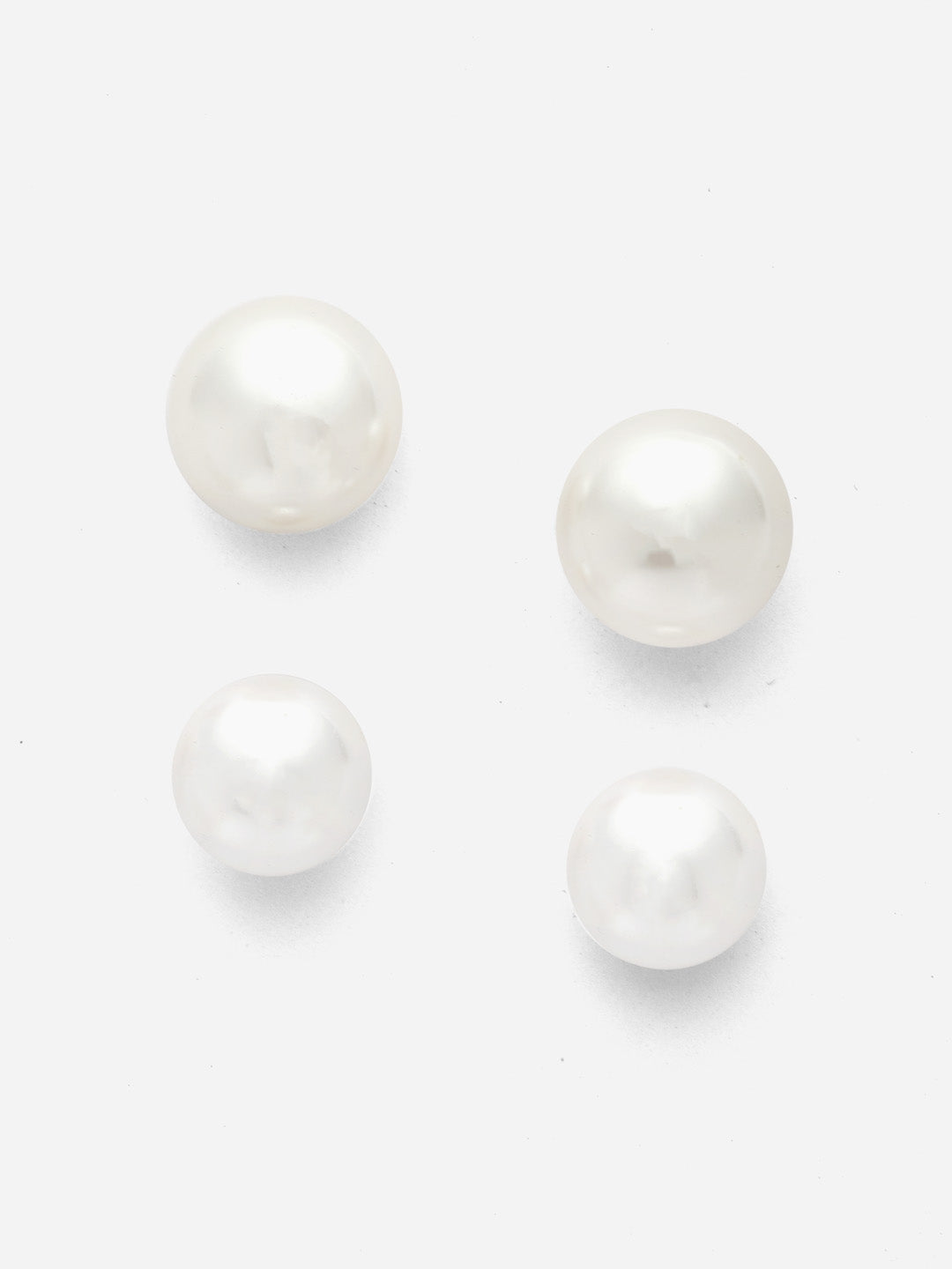 Pearl Stud Gold Plated Earrings Minimalist Earrings for Women Set of 2