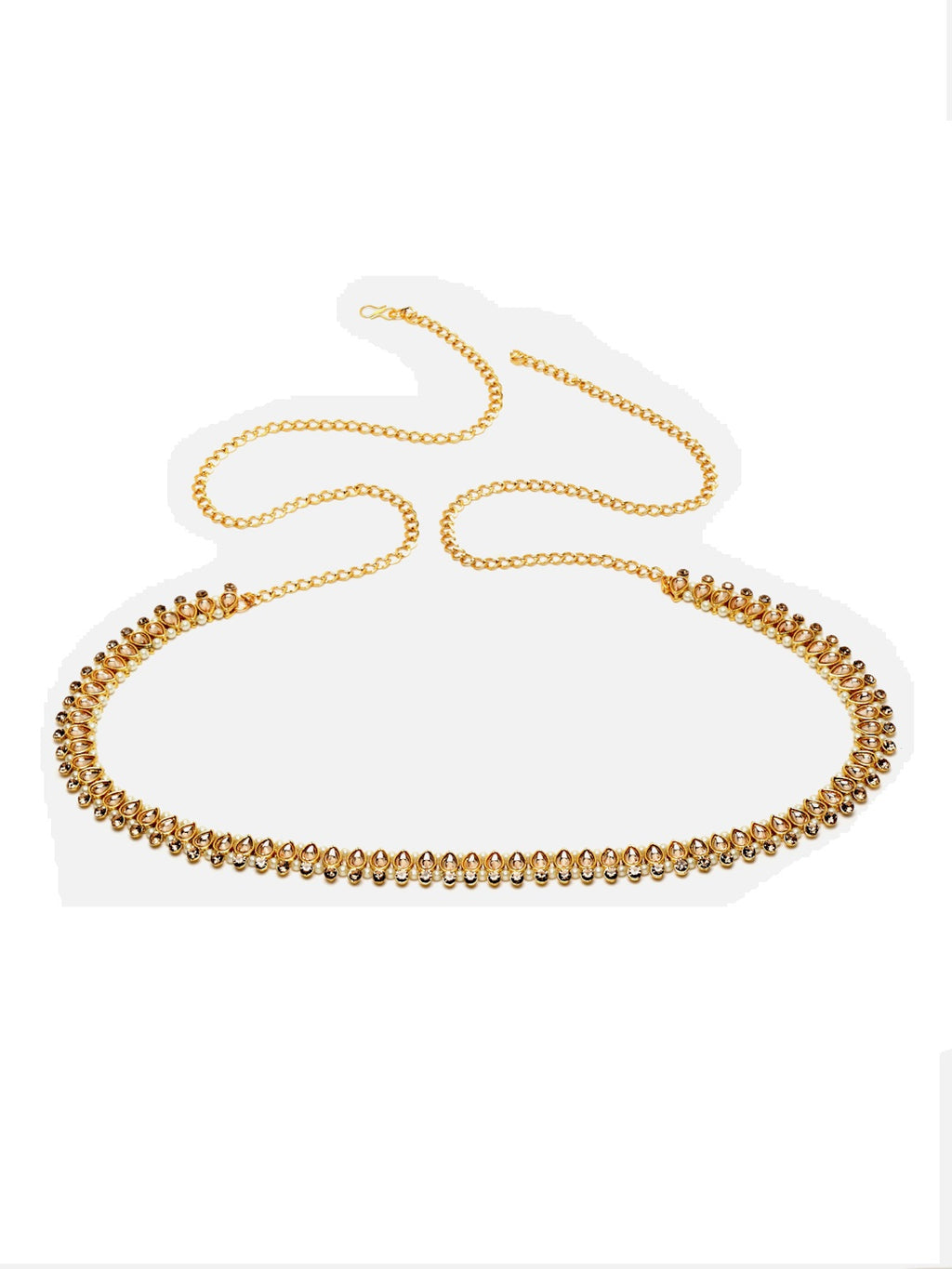 Gold-Toned Kundan Studded & Beaded Traditional Kamarbandh