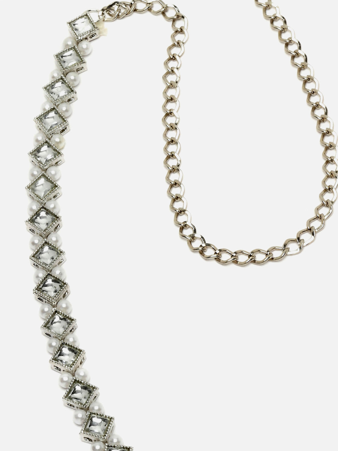 Women Silver-Toned Kundan Studded & Beaded Statement Kamarbandh