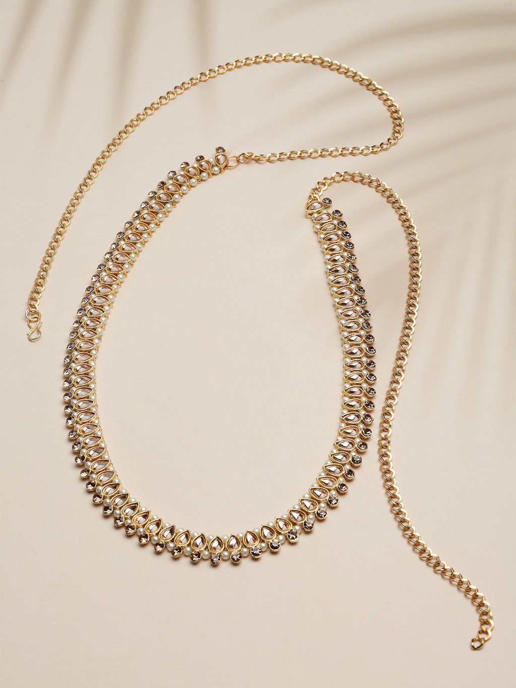 Gold-Toned Kundan Studded & Beaded Traditional Kamarbandh