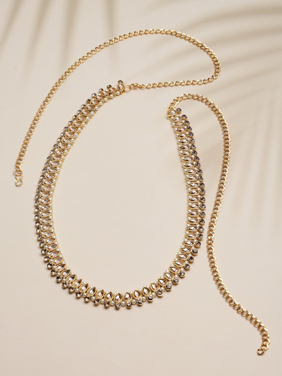 Gold-Toned Kundan Studded & Beaded Traditional Kamarbandh