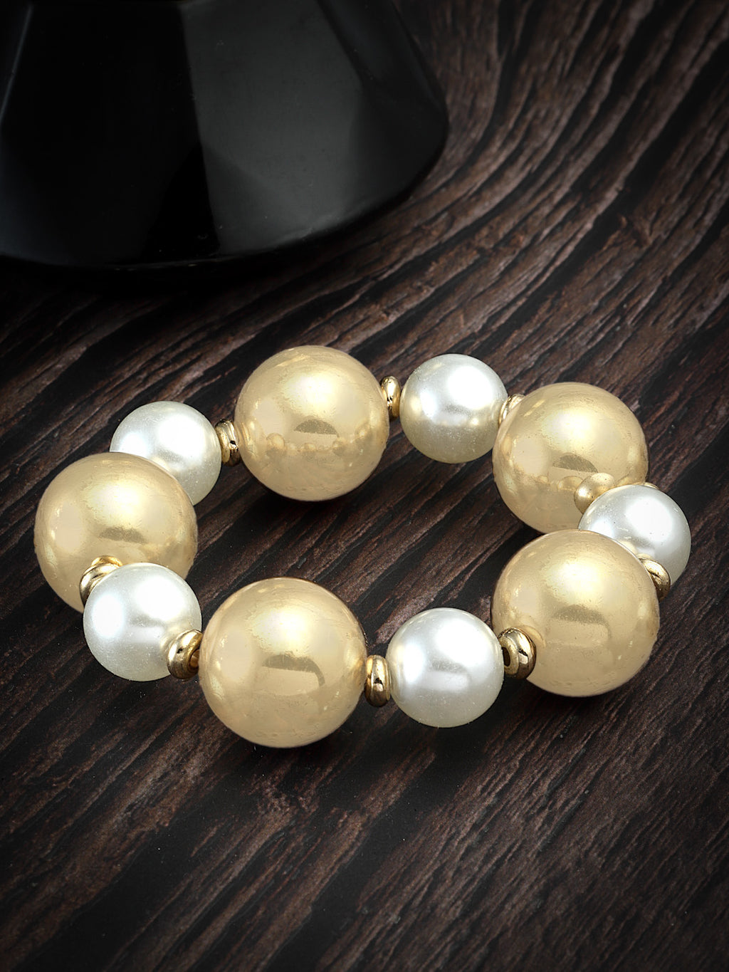 Gold-Plated Beaded Pearl Adjustable Bracelet