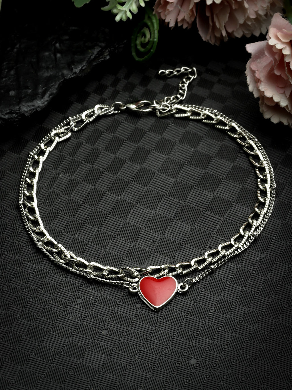 Double-Layered Bracelet with Heart Charm