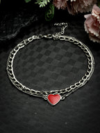 Double-Layered Bracelet with Heart Charm