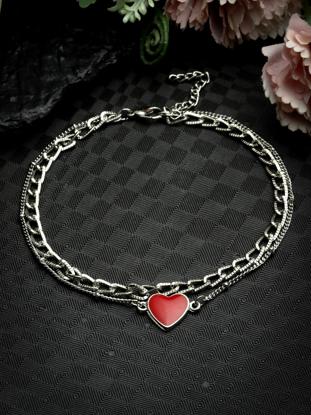 Double-Layered Bracelet with Heart Charm