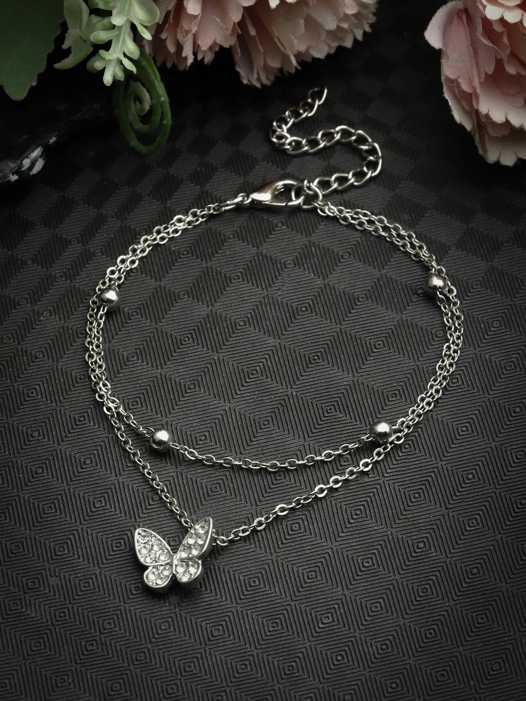 Butterfly Charm Bracelet Elegant Silver Chain with Sparkling Butterfly Pendant
