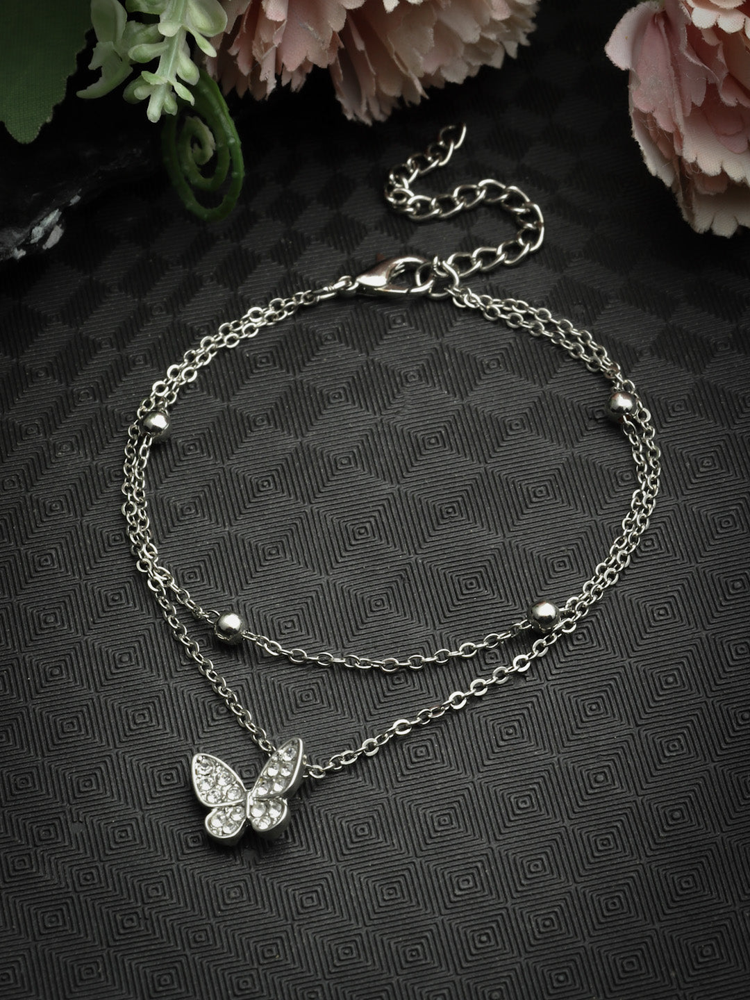 Butterfly Charm Bracelet Elegant Silver Chain with Sparkling Butterfly Pendant