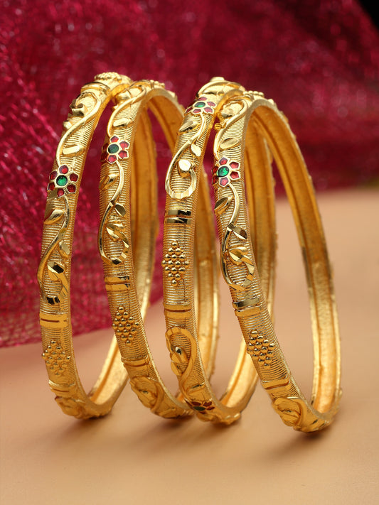 Set of 4 Gold-Plated Meenakari Rajasthani Bangles