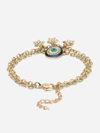 Gold-Plated Evil Eye Charm Bracelet with Star Pendants