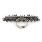 Silver-Plated Oxidised ghungaroo Studded Adjustable Finger Ring