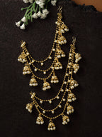 Sanjog Gold-Plated Pearls Studded Classic Layered Ear Chain Ear Cuff 9 Jhumki Jhumka Earring