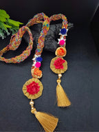 Lace & Gota Flower Punjabi Choti Paranda – Multicolour Beaded Cord