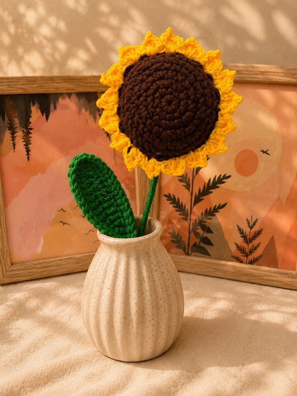 Handmade Crochet Sunflower Artificial Flower – Yellow