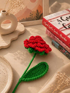Handmade Crochet Rose Artificial Flower – Red