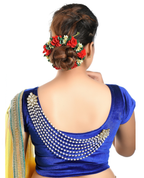 Gold-Toned & White Stone Studded Multi-Layered Blouse Saree Brooch