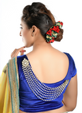Gold-Toned & White Stone Studded Multi-Layered Blouse Saree Brooch