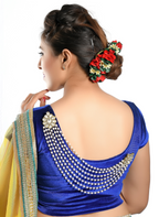 Gold-Toned & White Stone Studded Multi-Layered Blouse Saree Brooch