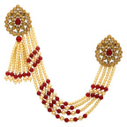 Unisex Off-White Embellished Brass Brooch