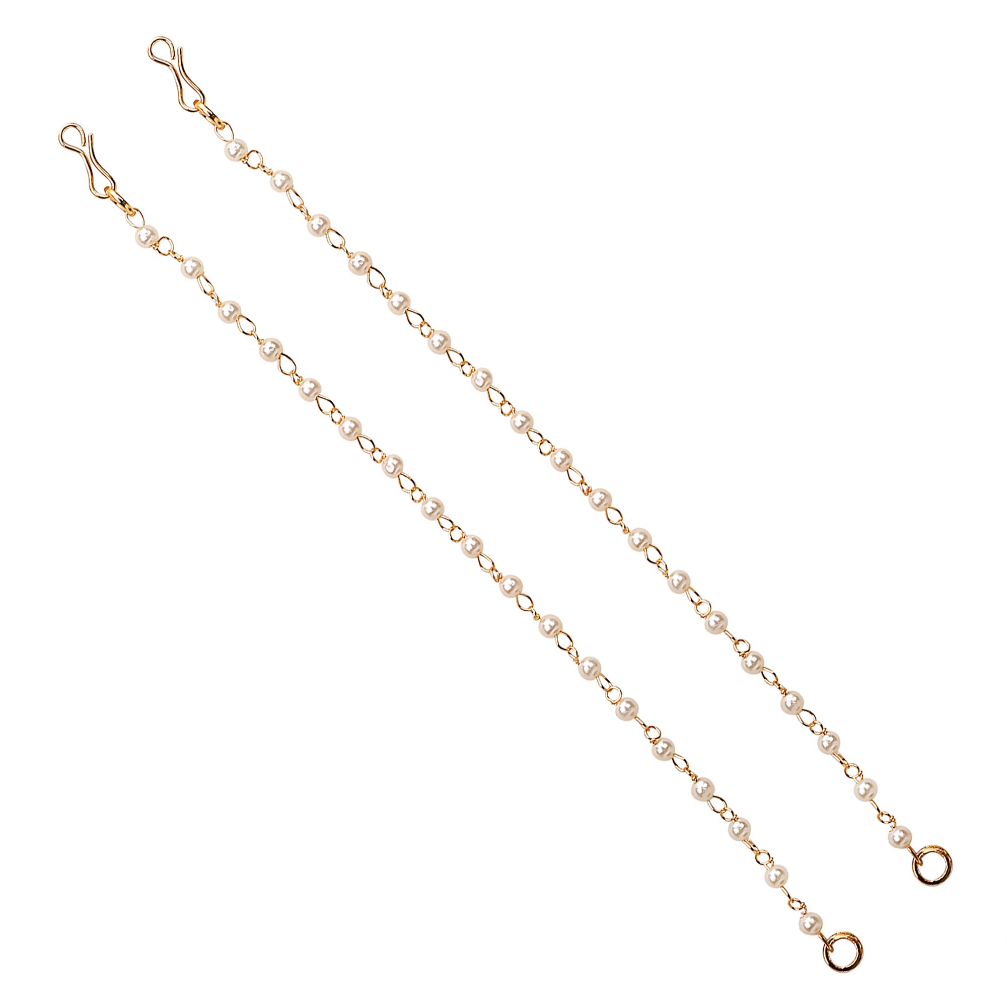 Gold-Plated Pearls Studded Classic Layered Ear Chain Earrings