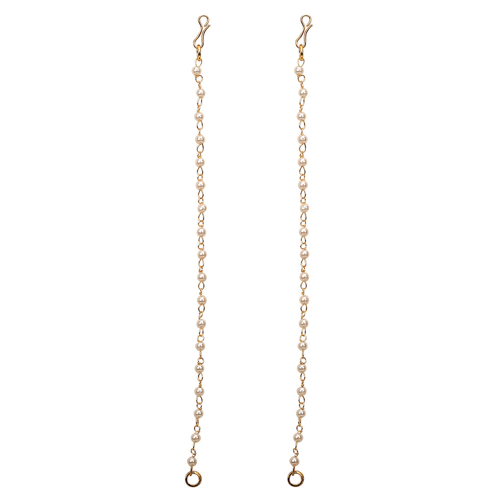 Gold-Plated Pearls Studded Classic Layered Ear Chain Earrings