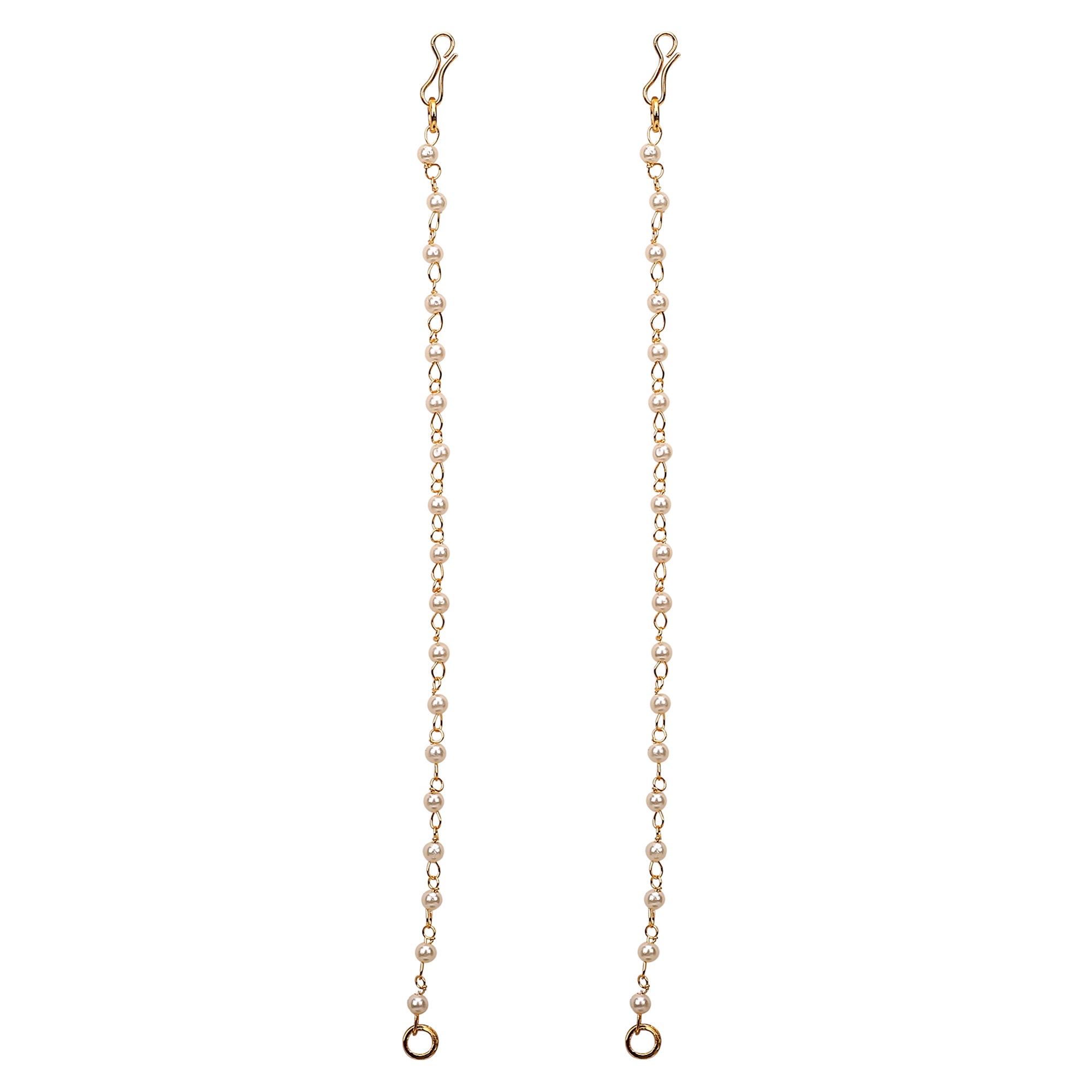 Gold-Plated Pearls Studded Classic Layered Ear Chain Earrings