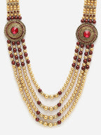 Gold-Plated Beaded Layered Groom Necklace for Men | Traditional Wedding Jewelry