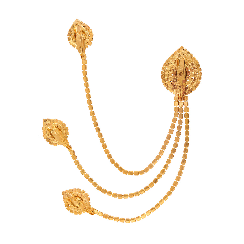 Men Gold-Toned & Maroon Stone Studded Layered Chain Brooch Pin