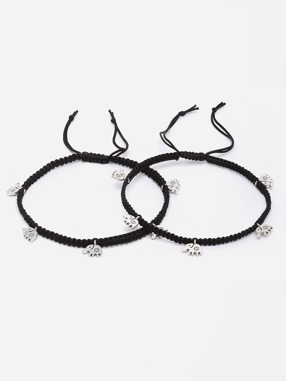 Set Of 2 Silver-Plated Anklets