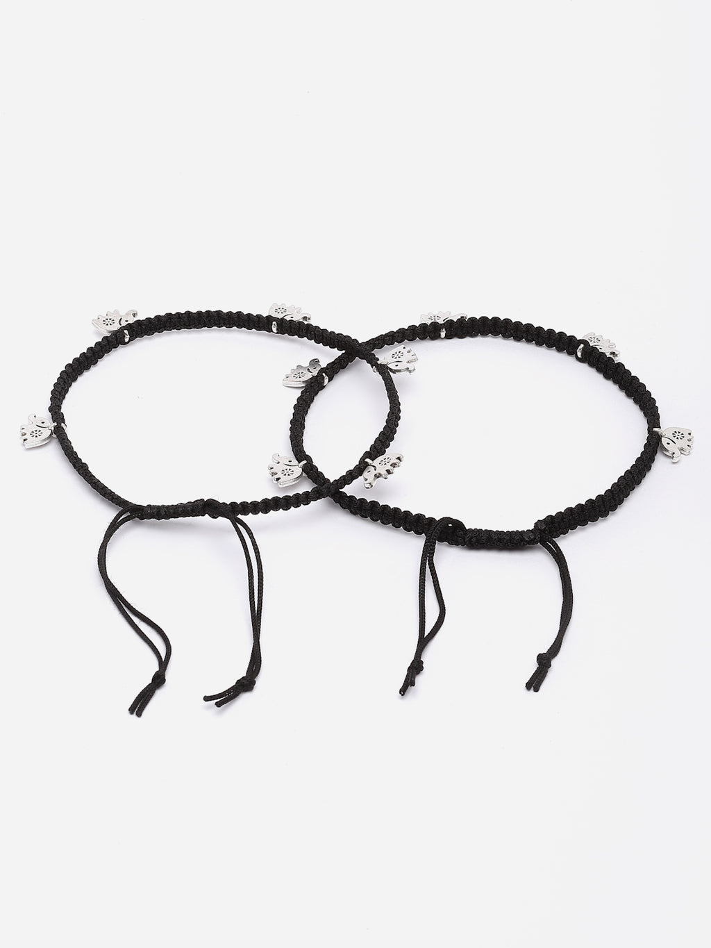 Set Of 2 Silver-Plated Anklets