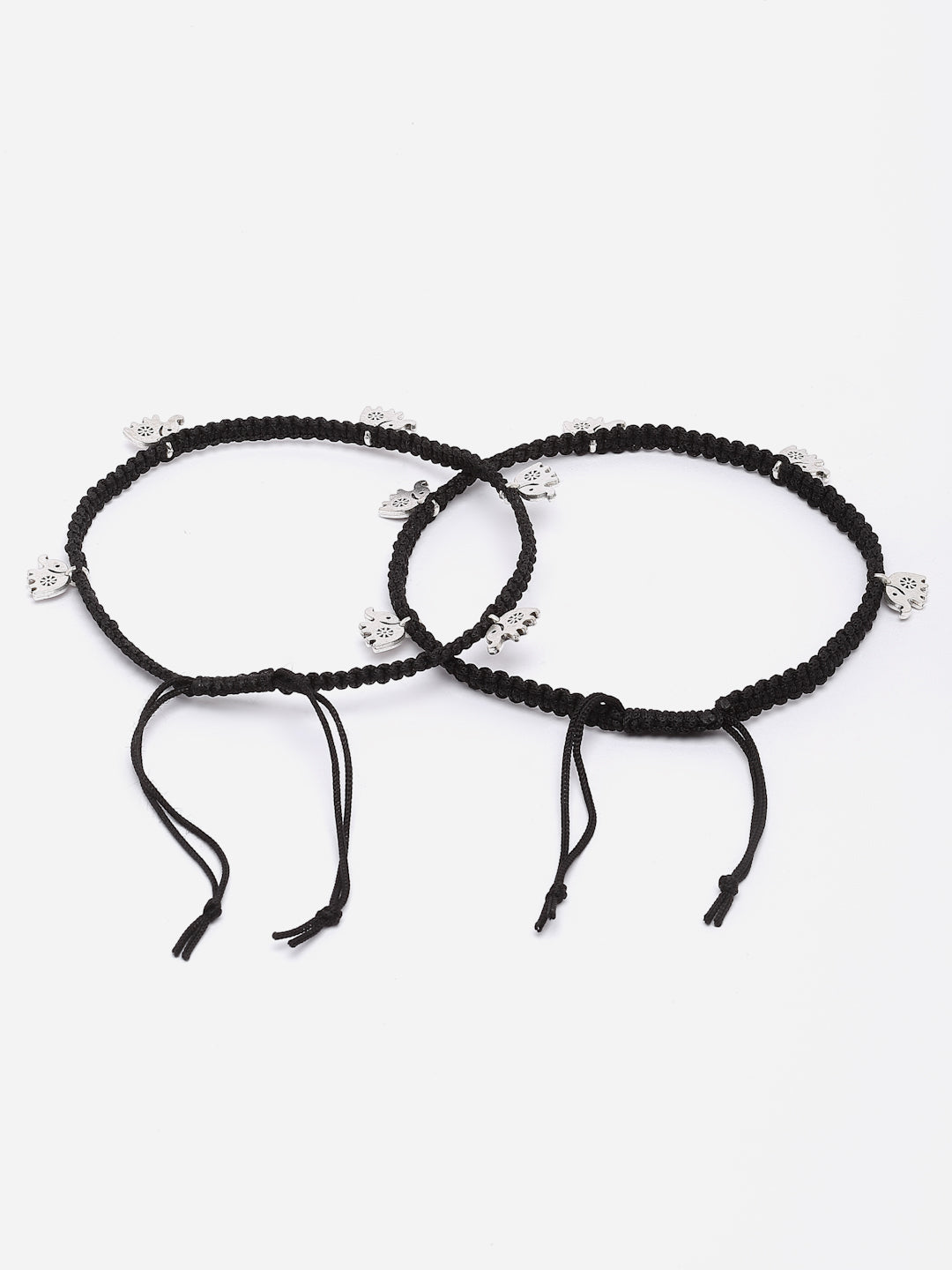 Set Of 2 Silver-Plated Anklets