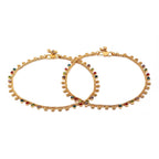 Gold-Plated Mutlicolored Stone-Studded & Beaded Treditional Anklets