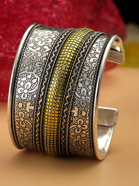 Silver-Plated Oxidised Cuff Bracelet