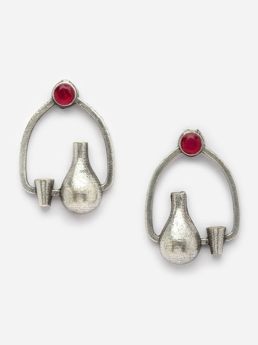 Silver-Plated German Silver Contemporary Artificial Stones Drop Earrings