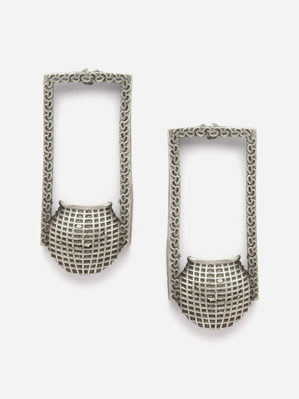 Silver-Plated Contemporary Drop Earrings